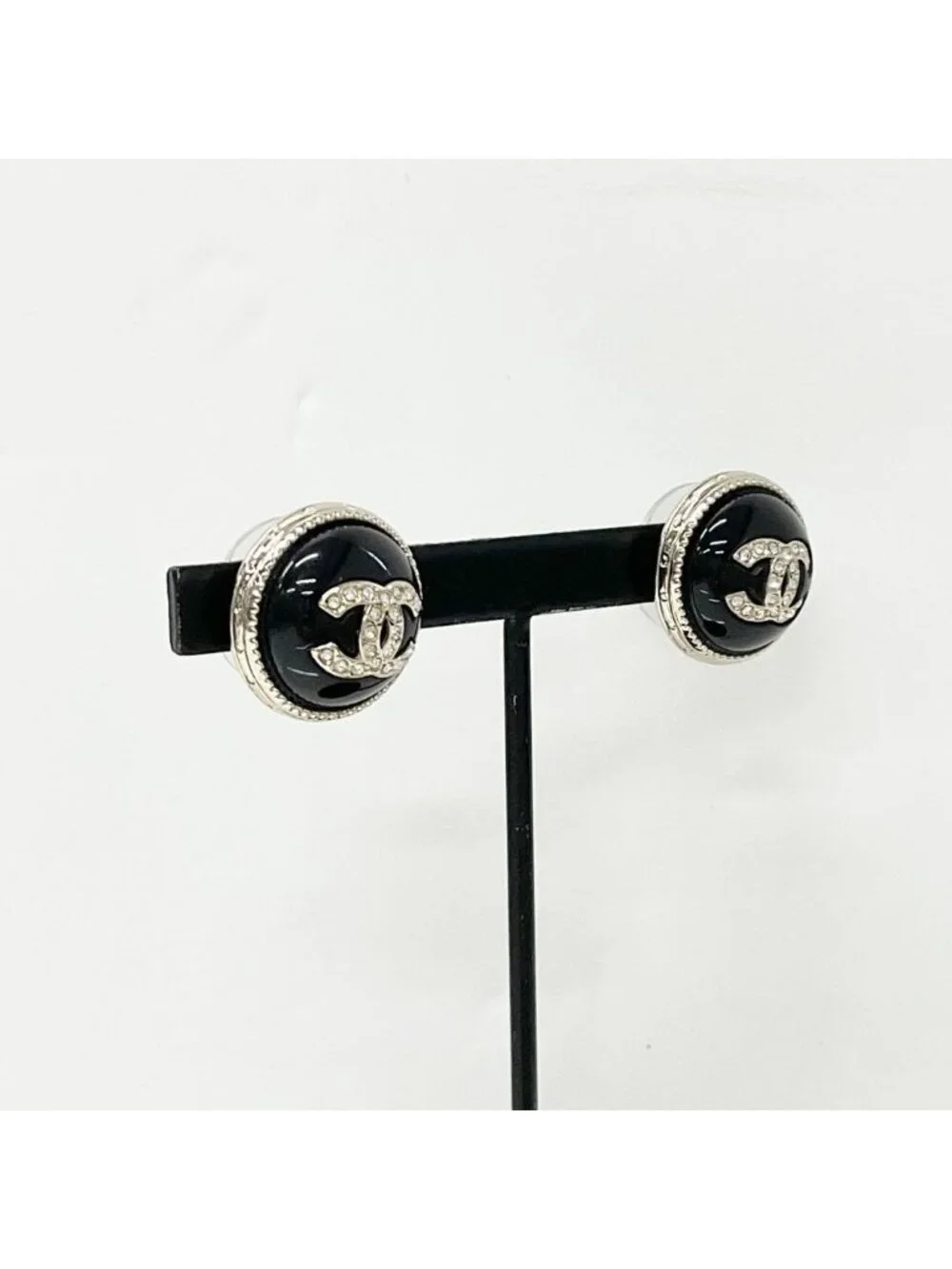 Chanel Earrings CC Logo Rhinestone Gold